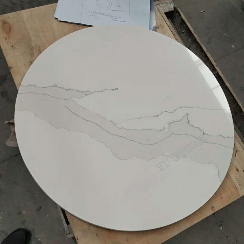 Calacatta white quartz table tops